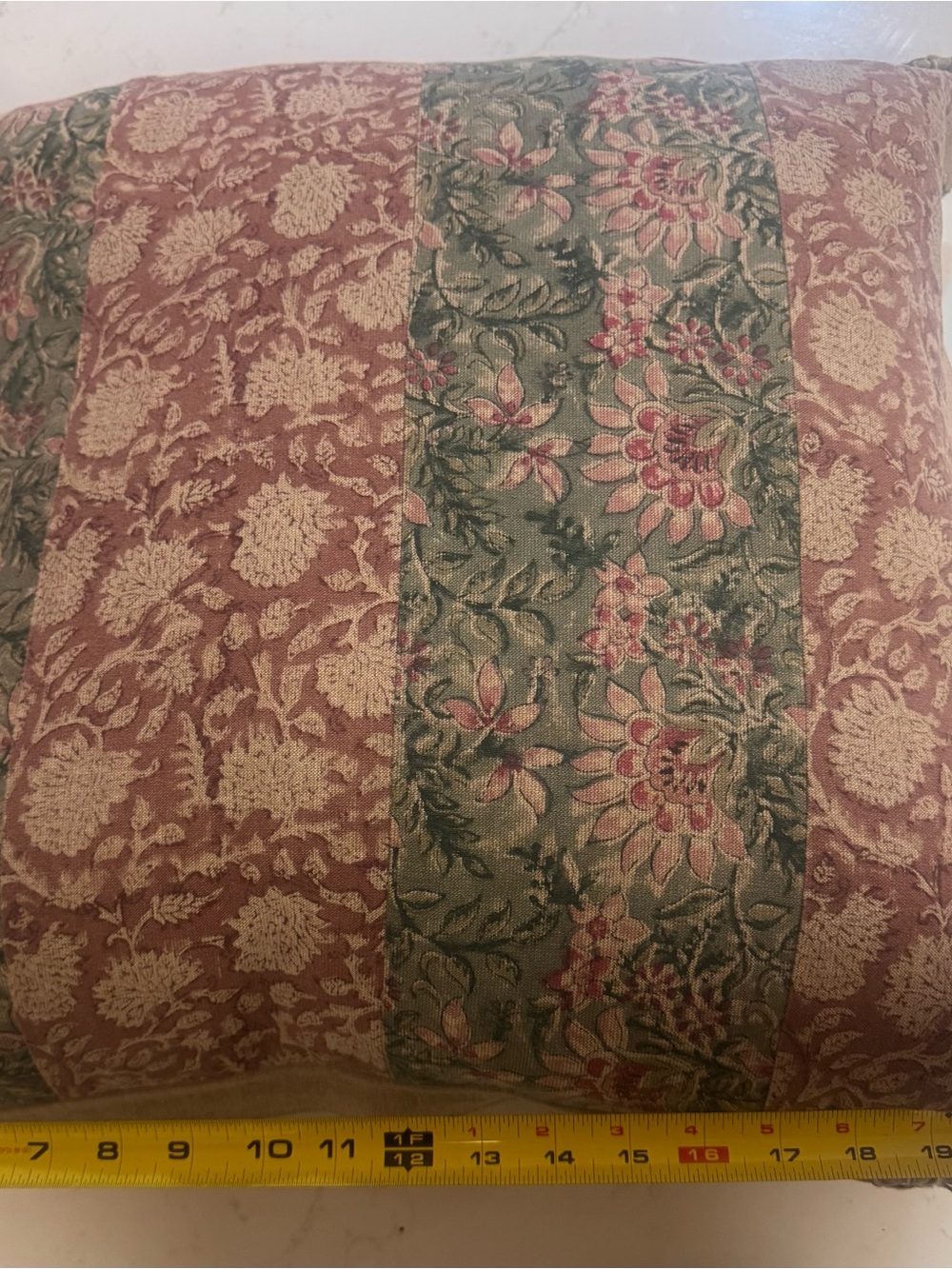 Feather Down Accent Throw Pillow 20x20 Floral Patchwork Cottage Farmhouse